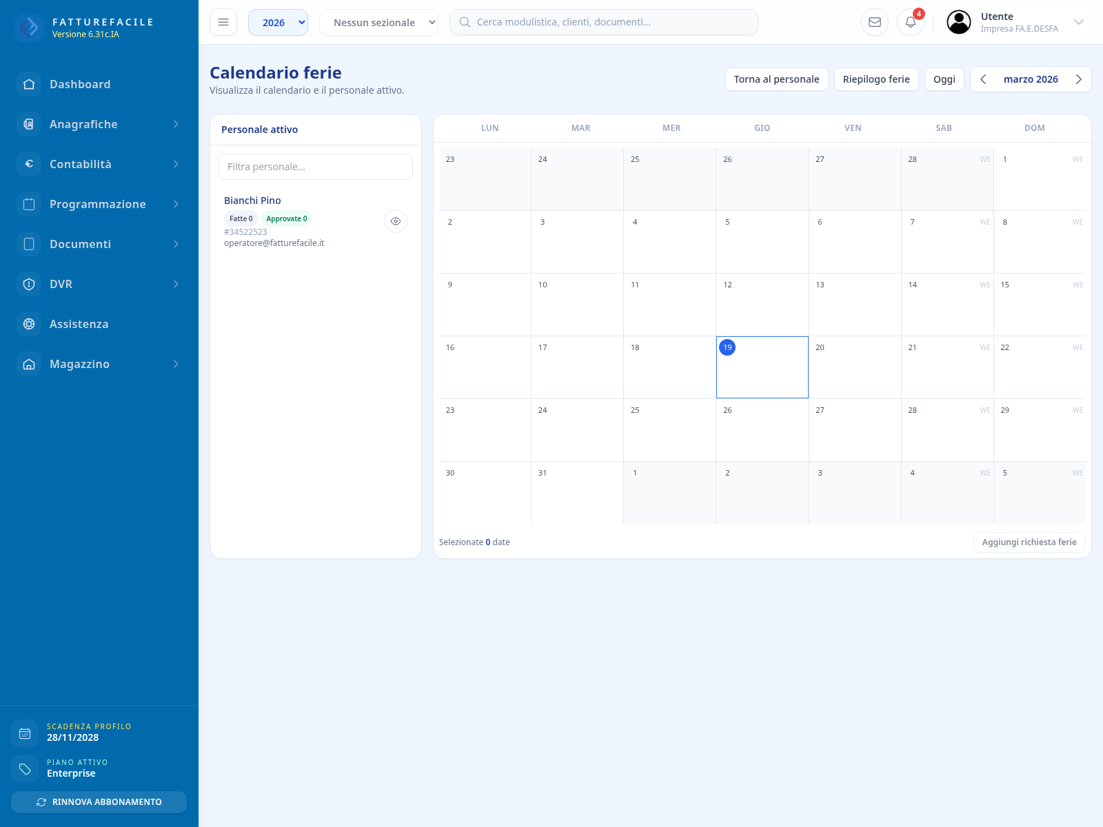 Calendario ferie
