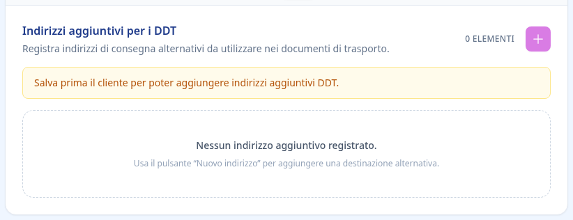 Tab indirizzi aggiuntivi DDT