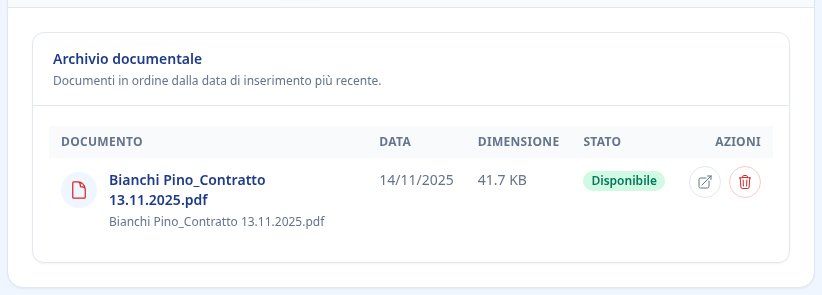Tab archivio documentale personale