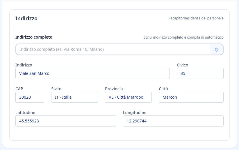 Tab indirizzo personale